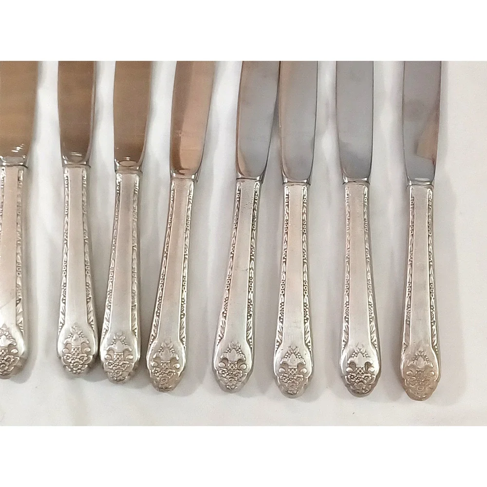 Holmes Edwards 8 VTG Lovely Lady Butter Knives Stainless Flatware 1937